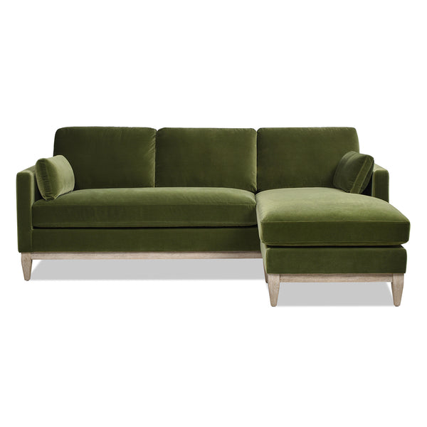 English Elm Jennifer Taylor Home - Knox 89" Modern Farmhouse Reversible Chaise Sectional Sofa with Performance Velvet, Plush Feather Seating Green B2719P238355