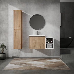 English Elm 36" Wall-Mounted Bathroom Vanity Set With Sink, Side Cabinets, Soft Close Doors & Ample Storage W999S00225