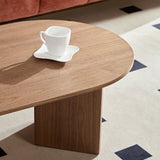 Modern Oval Coffee Table, 39.37-Inch, MDF, Sturdy Pedestal, Walnut - Living Room, Apartment, Bedroom