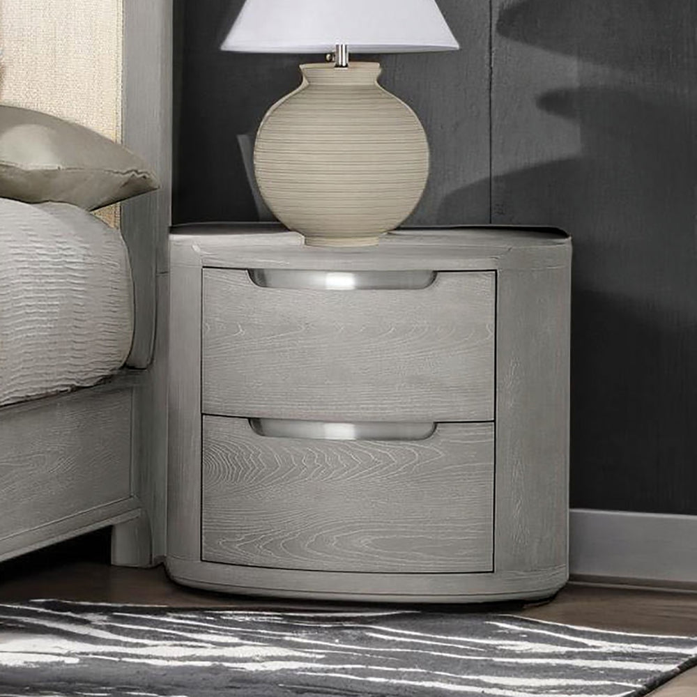 English Elm Modern Matte Two-drawer Nightstand with Dovetail Joints and Felt-lined Storage Light Gray B2741P431070