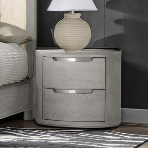 English Elm Modern Matte Two-drawer Nightstand with Dovetail Joints and Felt-lined Storage Light Gray B2741P431070