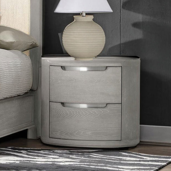 English Elm Modern Matte Two-drawer Nightstand with Dovetail Joints and Felt-lined Storage Light Gray B2741P431070
