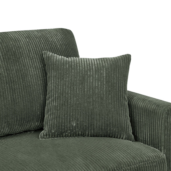 English Elm Asher Mid-Century Corduroy Sofa with Vertical Channel Texture, Tapered Walnut Legs, 2-Pillow Comfort Green B343P348951