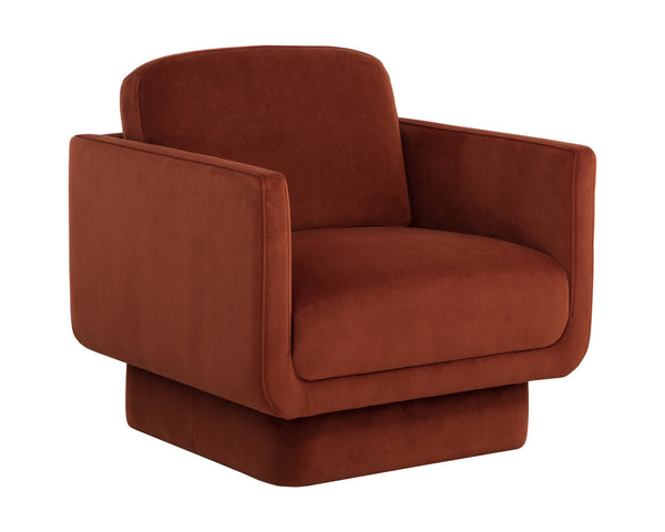 Sunpan Everton Lounge Chair - Classic Comfort with U-Shaped Arms and Floating Design for Modern Spaces Meg Rust
