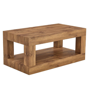 English Elm Modern Two Tier Rectangular Coffee Table with Open Shelf for Living Room Storage W3875P389550