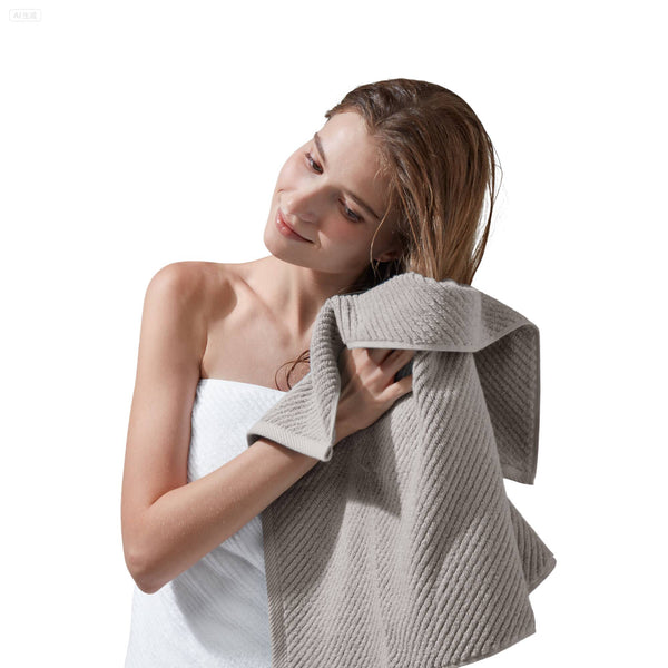 JLA Home Madison Park - 100% Cotton Diagonal Ribbed 4-Piece Bath Towels — Plush Zero-Twist 518GSM, Fast-Dry & Durable Luxury Grey MP73-8872