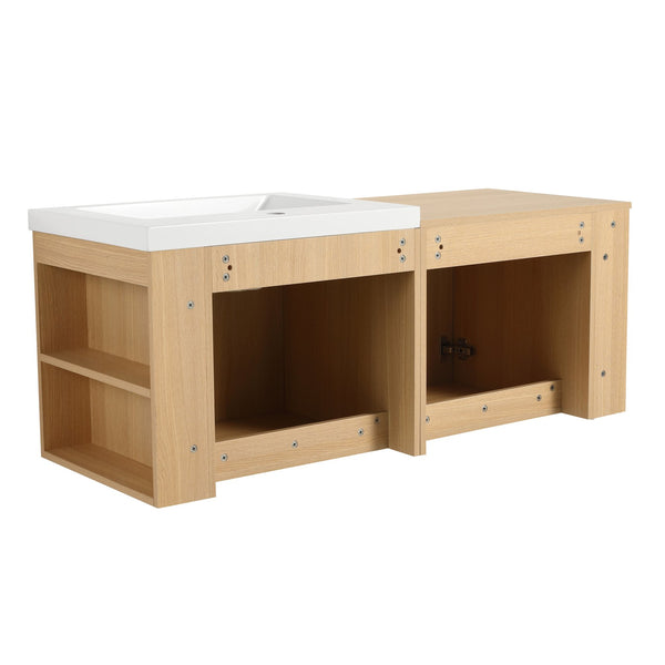 English Elm 48 Modern Bathroom Vanity Sink Combo with Soft-Close Doors, Engineered Wood, Spacious Storage, Easy Assembly Oak W1972S00013