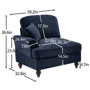 English Elm Sofa Cloud Style Chenille Upholstered Piece with Detachable Skirt and Modular Design W3041P332617