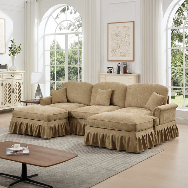 English Elm Classic Comfy Modular U-Shape Sectional Sofa With Removable Skirts, Ottoman, And Stylish Design W3041S00246