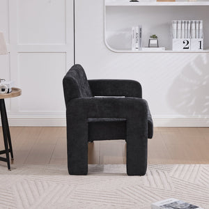 English Elm Nordic Ergonomic Double Armchair Upholstered Chenille Two-Seater Sofa 550lb Capacity Compact Lounge Chair Black W395P380537