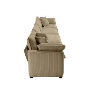 English Elm Corduroy 4-Seater Sofa - Stylish Modern Upholstered Comfort With Pillows For Living Rooms & Offices W714S00800