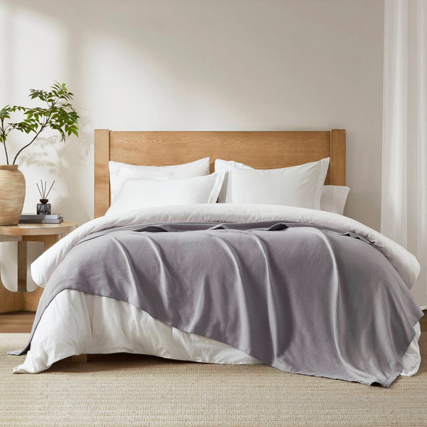 JLA Home Madison Park - Blanket crafted from Liquid Cotton for ultra-soft durability, breathable moisture-wicking, OEKO‑TEX safe comfort Grey BL51N-0678