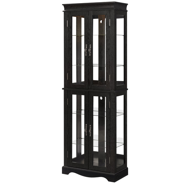 English Elm Lighted Curio Display Cabinet - Elegant Glass Storage With Ambient Lighting For Wine, Toys & More W2275P292640