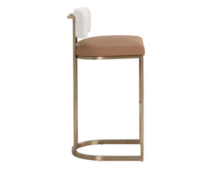 Sunpan Larissa Barstool - Elegant Mixed Materials with Faux Leather and Antique Brass Frame for Stylish Seating Bar Height