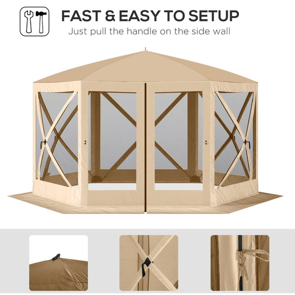 English Elm Outsunny Hexagon Pop up Screen House Gazebo with Mesh Walls Upf 30 Outdoor Shelter W2225P200511