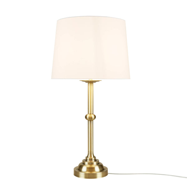 English Elm Table 28"H Antique Brass Iron Table Lamp with 12" Polyester Shade, 27.75"H Elegant Ambient Lighting B035P280527