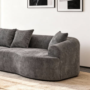 English Elm Curved Chenille Modular Sectional Sofa Boneless High-density Foam for Apartment Living Grey W3728S00008