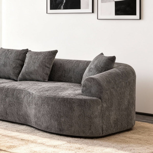 English Elm Curved Chenille Modular Sectional Sofa Boneless High-density Foam for Apartment Living Grey W3728S00008