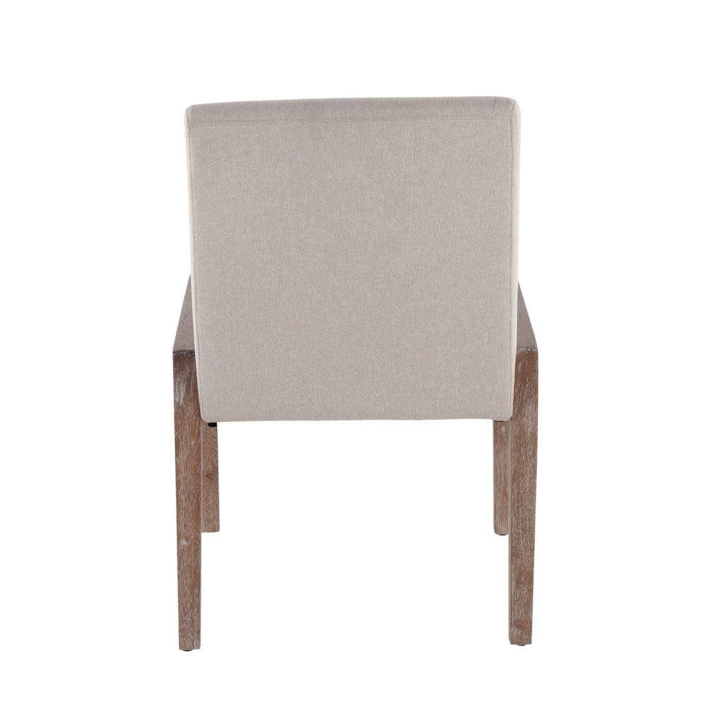 English Elm Carmen Contemporary Chair Set Of 2: Elegant Beige Upholstery & White-Washed Wood For Modern Spaces B202S01318