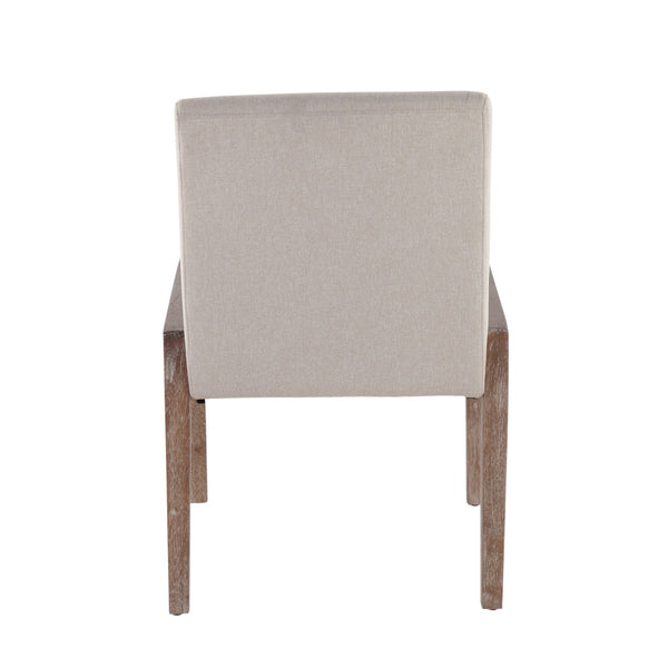 English Elm Carmen Contemporary Chair Set Of 2: Elegant Beige Upholstery & White-Washed Wood For Modern Spaces B202S01318
