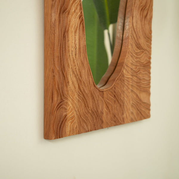 English Elm 20'' Timeline Mirror Rustic Rosewood Wall Mirror with Irregular Edge, Antique Grain, D-Ring Mounting, Versatile Decor W2615P346482