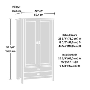 English Elm Armoire, Sleek Black Storage Solution With Adjustable Shelves For Compact Living Spaces & Style B356P402654