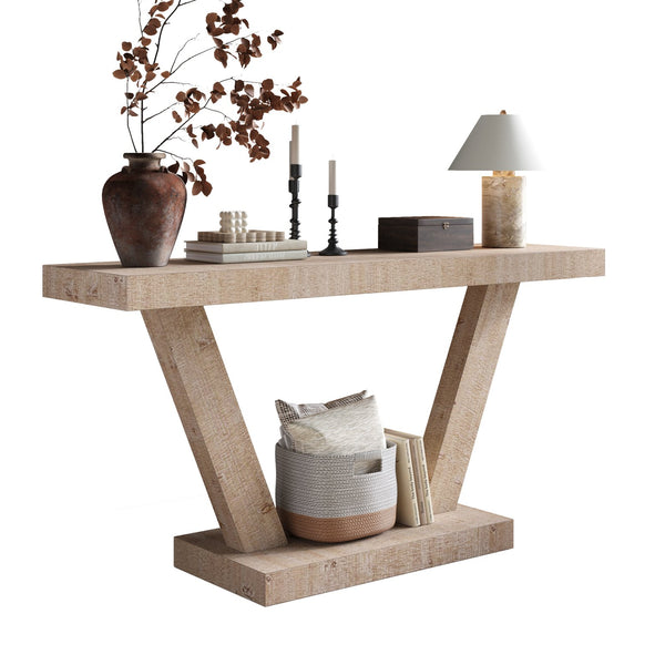 English Elm 60 Vintage Distressed Wood Entryway Bench with Two-Tier Solid Veneer Storage Cabinet, Rustic Farmhouse Style Antique Natural W1445P287872