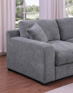 English Elm Chiara Chenille Sectional Sofa with Chaise Cupholders Usb Charging Ports Living Room Light Gray B2749S00236