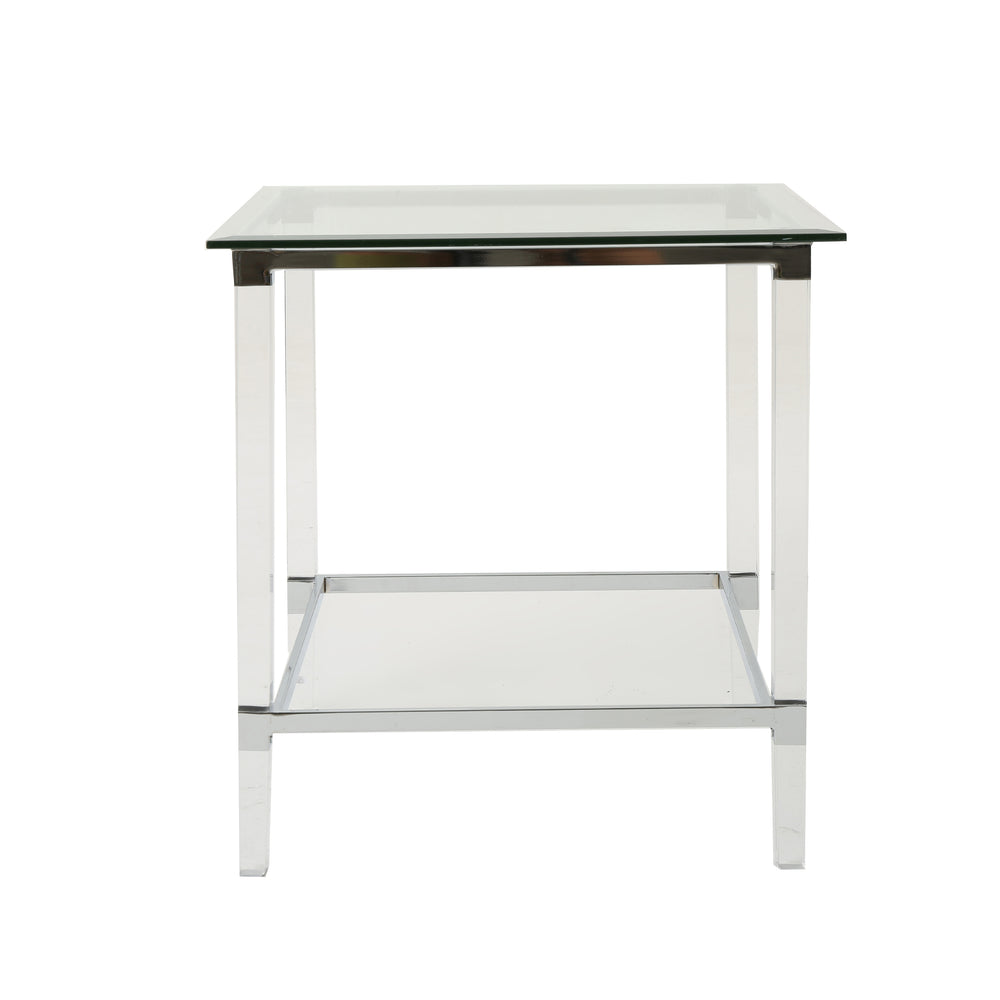 English Elm Christopher Knight Home® - SQUARE Clear Acrylic & Tempered Glass End Table — Modern 24" Square Accent Table, Durable Iron Frame 61528.00