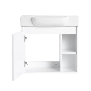 English Elm 24'' Floating Wall Mounted Bathroom Vanity with Ceramic Sink and Soft Close Cabinet Glossy White W999P426636