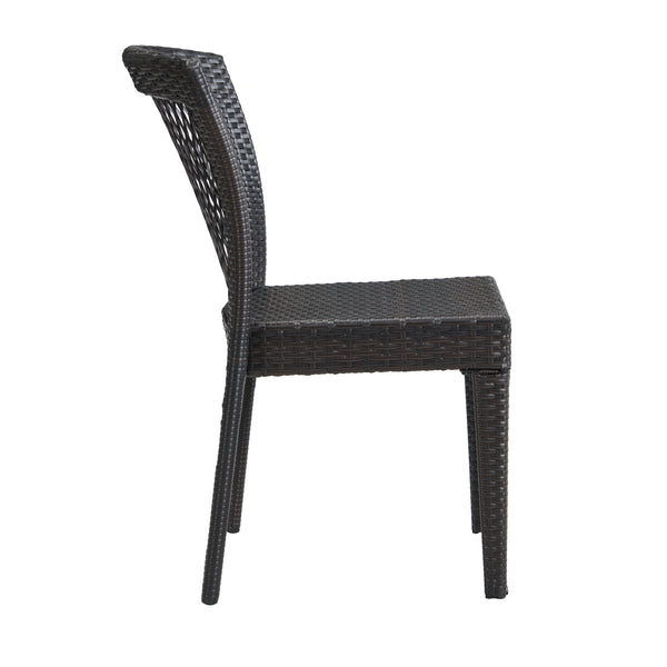 English Elm Christopher Knight Home® - Outdoor Stackable Dining Chairs Set of 2 — UV-Resistant PE Rattan & Steel Frame, 400lb Capacity, Multi Brown N779P227340B