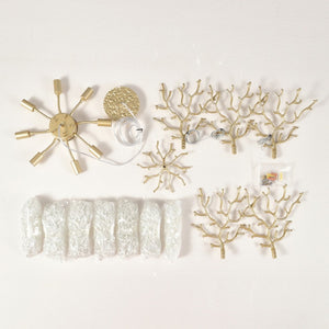 English Elm 8-light Gold Farmhouse Chandelier Seeded Glass Shades for Dining Room or Kitchen W5008P466526
