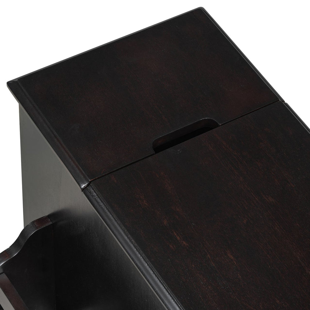 English Elm U-Can Vintage End Table with Flip Top, Hidden Storage, USB Ports & Power Outlets for Small Spaces Espresso N724P293133P