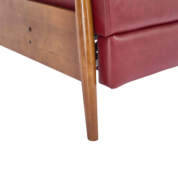 English Elm COOLMORE Mid-Century Recliner Armchair with Footrest, Plush Foam Cushion, Solid Wood Frame Comfort WINE RED W1539P210124