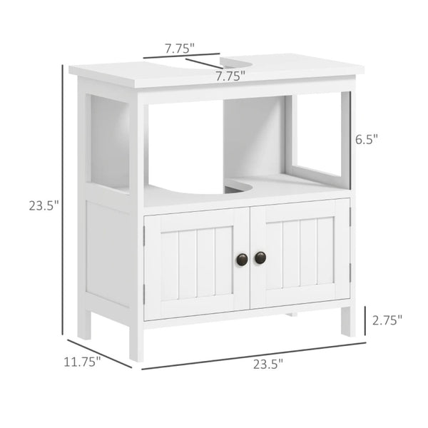 English Elm Modern Pedestal Sink Surround Cabinet White Mdf Bathroom Floor Storage Organizer T3971P466323
