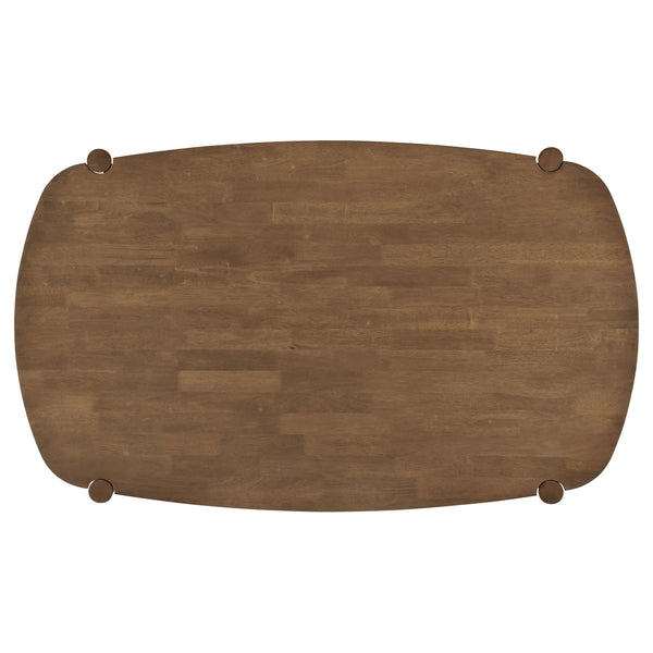 English Elm Whisten Walnut 5-piece Solid Wood Dining Set - Vintage-Inspired Rounded Rectangular Table & Upholstered Comfort Chairs, Durable Wood Finish, Family-Friendly Design B062S01122