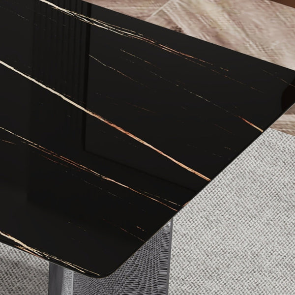 English Elm Table And Chair Set - Modern Minimalist Dining Ensemble With Imitation Marble Top & Pu Cushions W1151S04188-GIGA