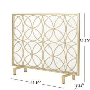 English Elm Fire Screen Handcrafted Iron Geometric Mesh Spark Guard for Modern Living Rooms 61125.00GLD