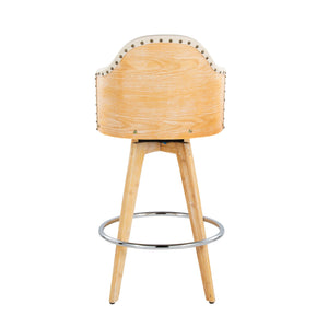 English Elm Ahoy 26" Counter Stool Set of 2 – Contemporary Bamboo Frame, Cream Faux Leather Swivel, 250 lb Limit B202S00146