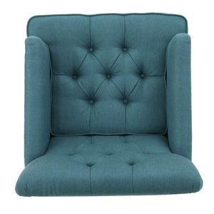 English Elm Christopher Knight Home® - HARRISON Tufted Club Chair with Button Back, Stud Trim & Carved Legs — Plush Upholstered Comfort Teal 53444.00FDTE