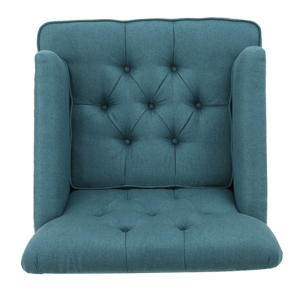 English Elm Christopher Knight Home® - HARRISON Tufted Club Chair with Button Back, Stud Trim & Carved Legs — Plush Upholstered Comfort Teal 53444.00FDTE
