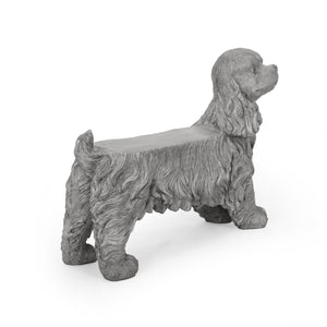 English Elm Christopher Knight Home® - COCKER Gray Cocker Spaniel Dog Statue Bench - Weather-Resistant Magnesium Oxide Garden Accent, Durable Artistic Seat 65277.00GRY