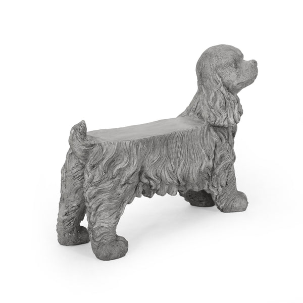 English Elm Christopher Knight Home® - COCKER Gray Cocker Spaniel Dog Statue Bench - Weather-Resistant Magnesium Oxide Garden Accent, Durable Artistic Seat 65277.00GRY