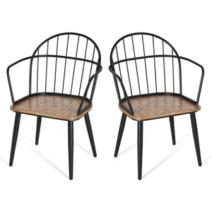 English Elm Christopher Knight Home® - Indoor Dining Chair Set of 2 — Light Birch Wooden Seat, Arched Back & Matte Black Metal Frame, 200lb N768P228001L