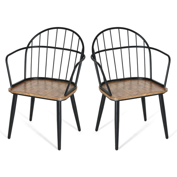 English Elm Christopher Knight Home® - Indoor Dining Set With Metal Legs 5-Piece Light Birch & Black Industrial Table and 4 Chairs, Sturdy N768P228001L_4_N768P228022L