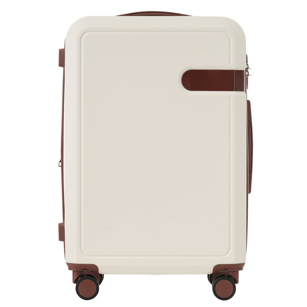 English Elm 4 Piece Hard Shell Abs Luggage Set with Spinner Wheels Tsa Lock and Packing Cubes Brown+White N732P197378K