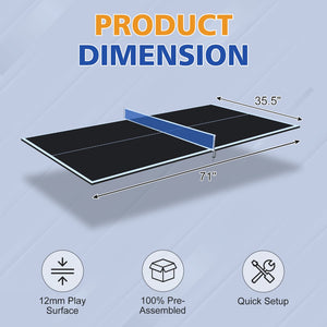 English Elm 6*3ft Foldable Mdf Ping Pong Conversion Top for Indoor Game Room Practice Black W1408P318965