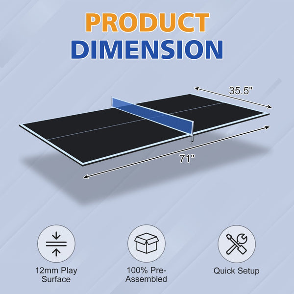 English Elm 6*3ft Foldable Mdf Ping Pong Conversion Top for Indoor Game Room Practice Black W1408P318965