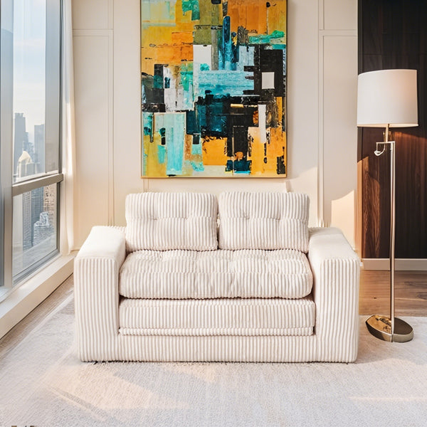 English Elm Loveseat Sofa Bed With Memory Foam & Durable Steel Frame - Stylish 2-In-1 Design For Small Spaces W2959P379141