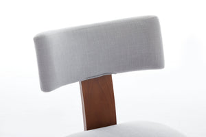 English Elm 064-Set Linen Fabric Modern Armless Dining Chairs with Curved Back & Solid Light Brown Legs for Stylish Comfort Gray W527P292115